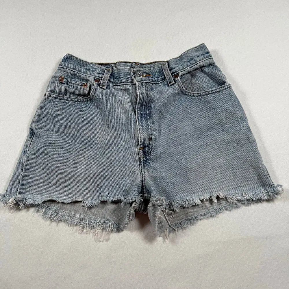 Vintage Levi's cut off denim shorts micro jean shorts distressed size 26 waist - Picture 12 of 12